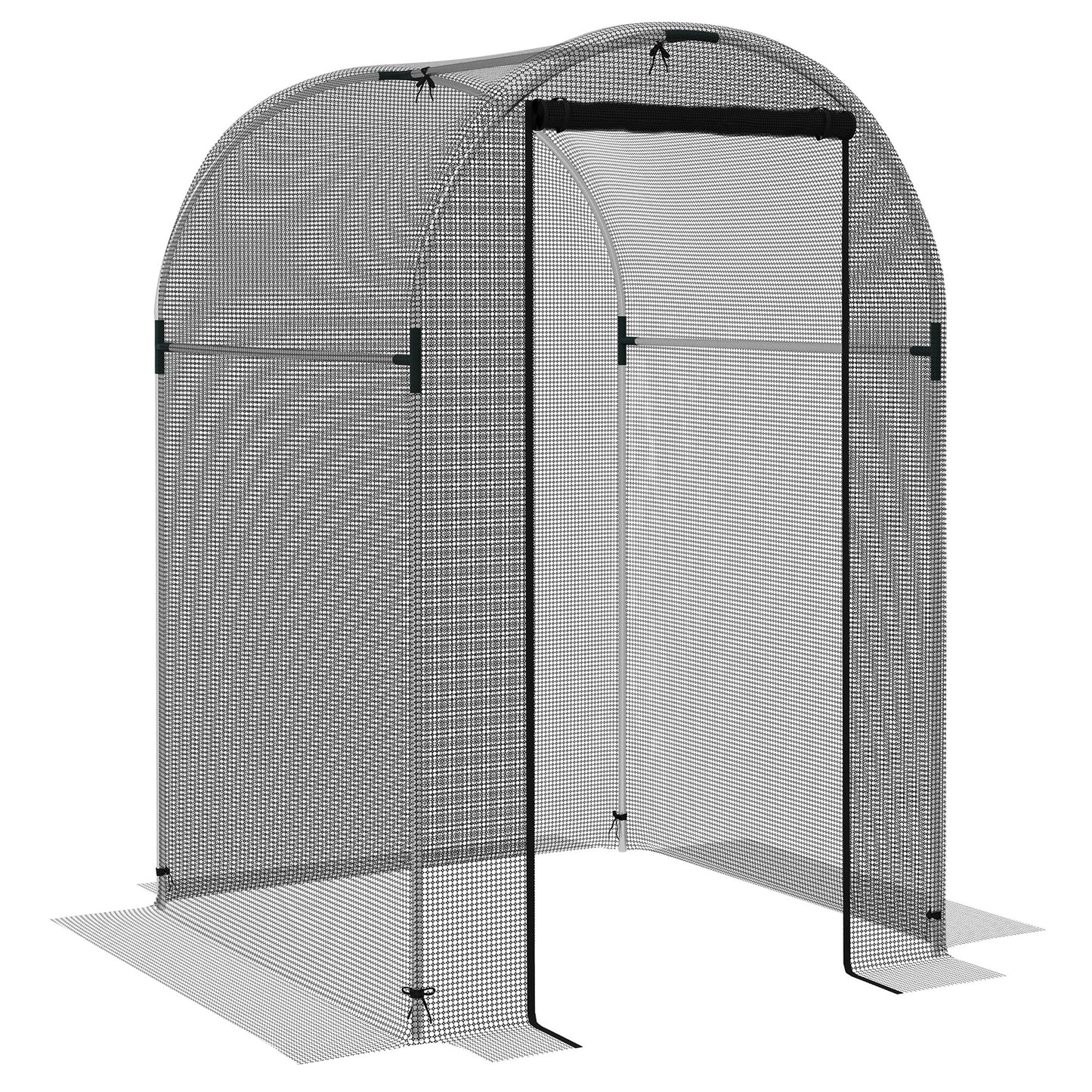 Photo of Outsunny Galvanised Steel Fruit Cage, Plant Protection Tent with Zipped Door, 1.2 x 1.2 x 1.9m, Black in Black colour on a white background