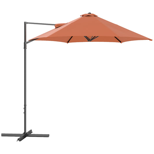 Photo of Outsunny 2.5m Rotating Cantilever Parasol - Orange in Orange colour on a white background