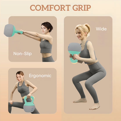 SPORTNOW soft kettlebell with wide, non-slip handle shown during strength exercises