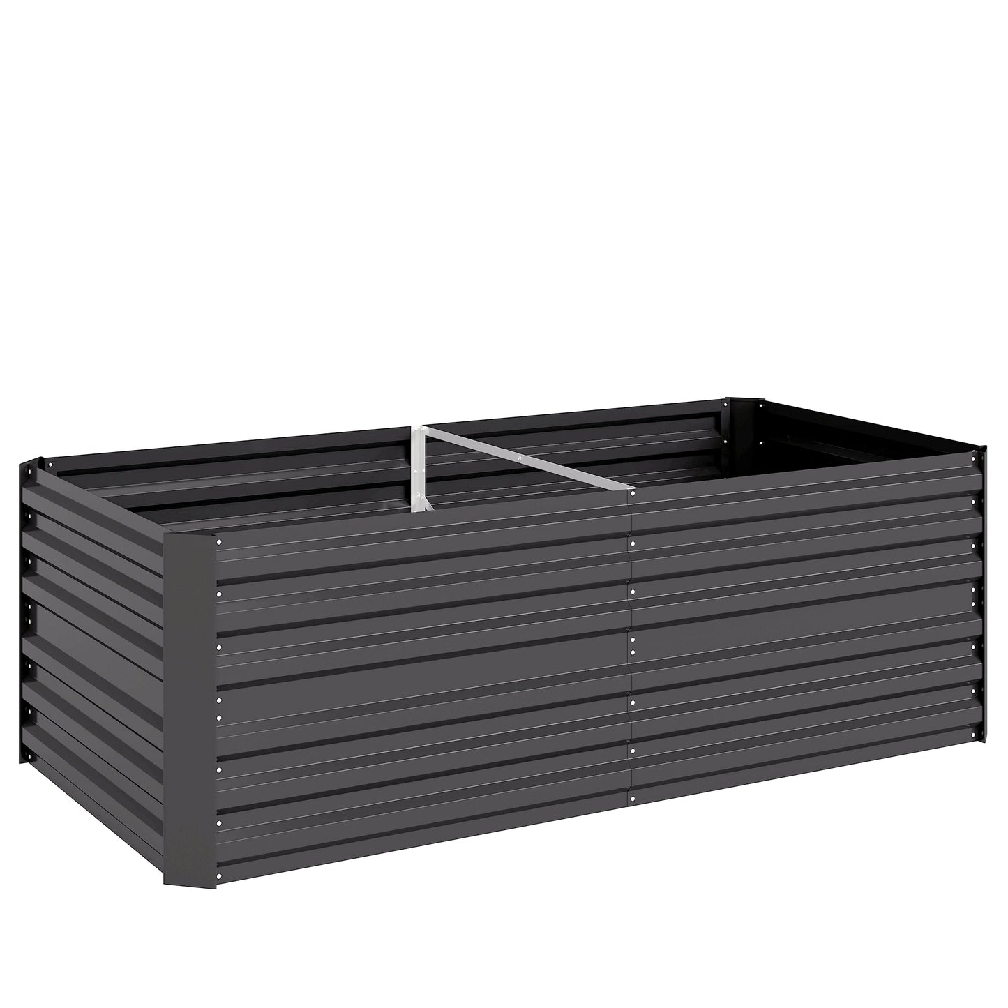 Photo of Outsunny Raised Beds for Garden, Galvanised Steel Outdoor Planters with Multi-reinforced Rods, 180 x 90 x 59 cm, Dark Grey in Grey colour on a white background