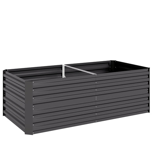 Photo of Outsunny Raised Beds for Garden, Galvanised Steel Outdoor Planters with Multi-reinforced Rods, 180 x 90 x 59 cm, Dark Grey in Grey colour on a white background