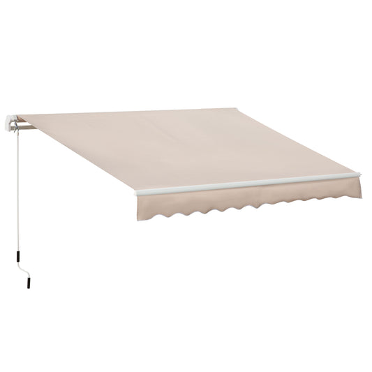 Photo of Outsunny Awning Canopy Manual Retractable Porch Sun Shade Shelter 3 x 2m Beige in Beige colour on a white background