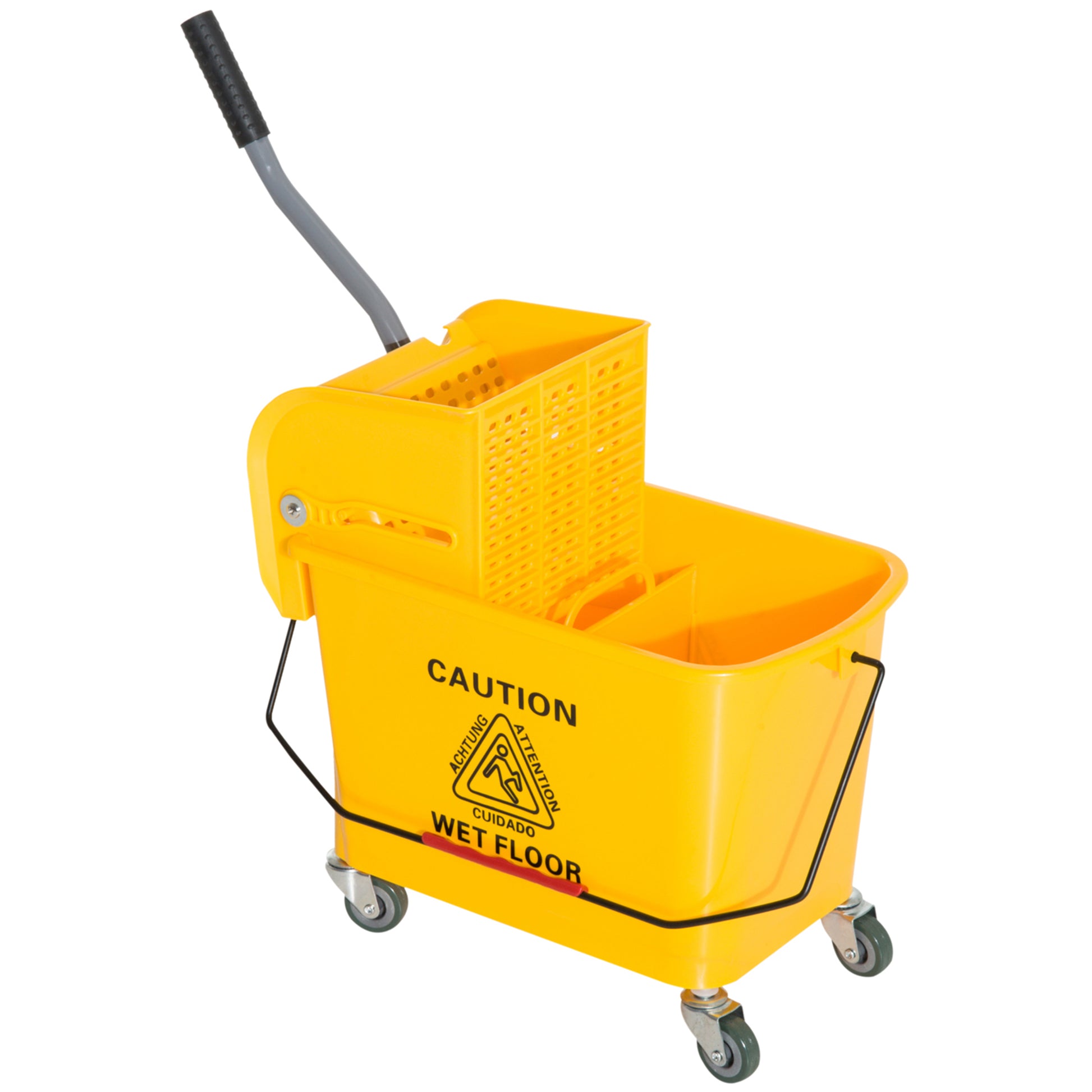 Photo of HOMCOM 20L Mop Bucket on Wheels, with Water Separation Panel - Yellow in Yellow colour on a white background