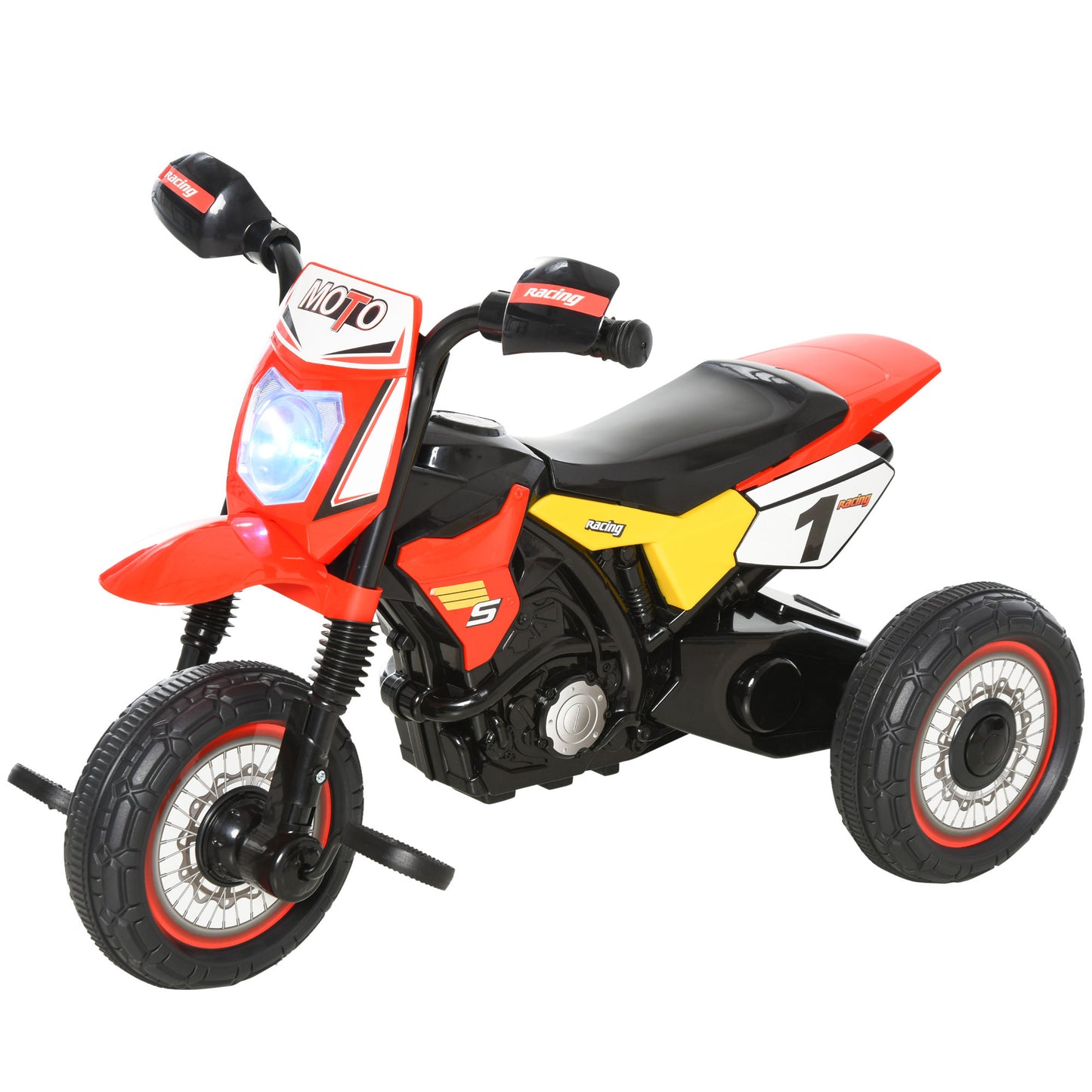 Photo of HOMCOM Trike for Kids, Toddler Pedal Motorcycle, Kids Ride On Tricycle Early Learning w/ Music Lights Handlebar Stickers Exercise Boys Girls Gift for 18 - 36 Months Red in Red colour on a white background