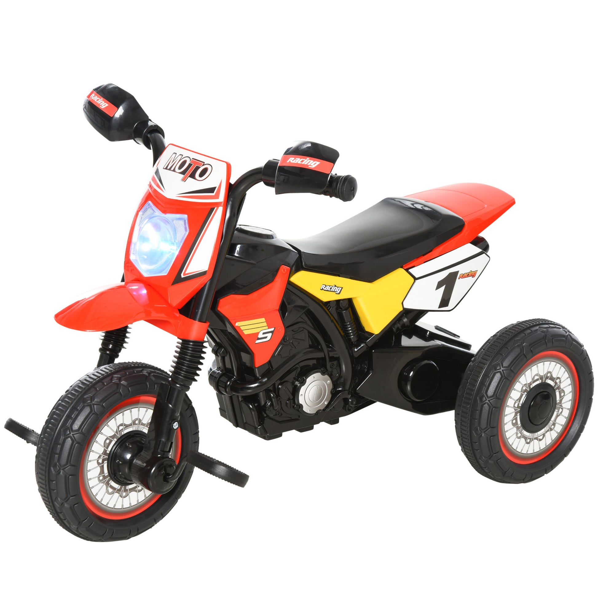 Photo of HOMCOM Trike for Kids, Toddler Pedal Motorcycle, Kids Ride On Tricycle Early Learning w/ Music Lights Handlebar Stickers Exercise Boys Girls Gift for 18 - 36 Months Red in Red colour on a white background