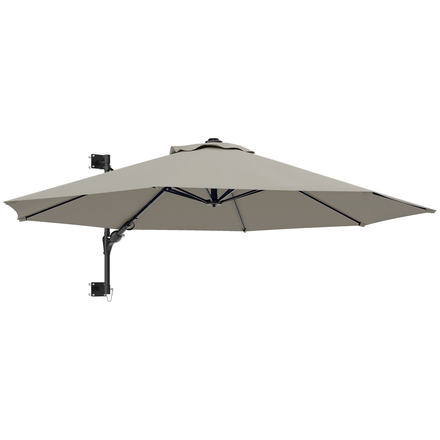 Photo of Outsunny 3(m) Wall-Mounted Parasol Shade, with Handle - Light Grey in Grey colour on a white background