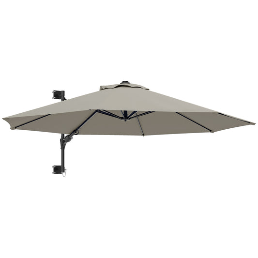 Photo of Outsunny 3(m) Wall-Mounted Parasol Shade, with Handle - Light Grey in Grey colour on a white background