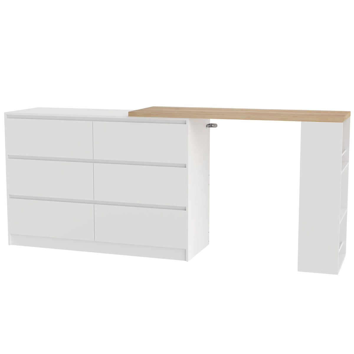 Photo of HOMCOM Vanity Table, Dressing Table with 6 Drawers and 3-Tier Shelf for Women and Girls, White in White colour on a white background