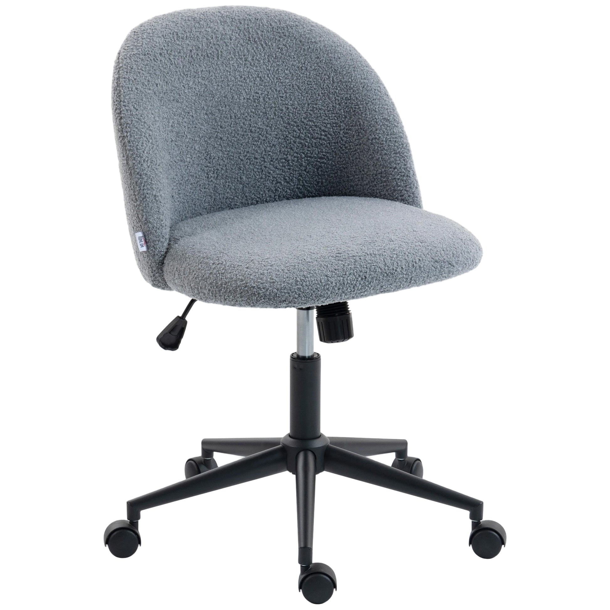 Photo of HOMCOM Teddy Fleece Office Chair with Wheels - Grey in Grey colour on a white background