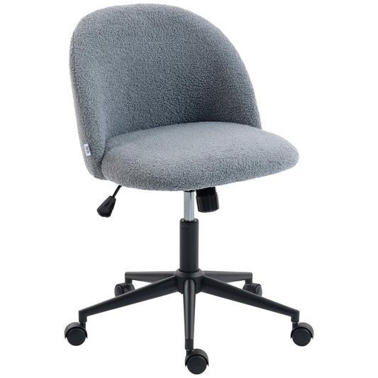 Photo of HOMCOM Teddy Fleece Office Chair with Wheels - Grey in Grey colour on a white background