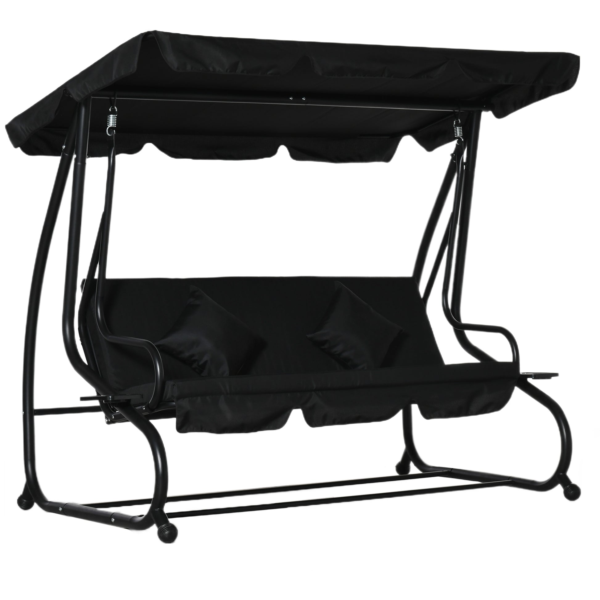 Photo of Outsunny Three-Person garden Swing Chair, with Adjustable Canopy - Black in Black colour on a white background