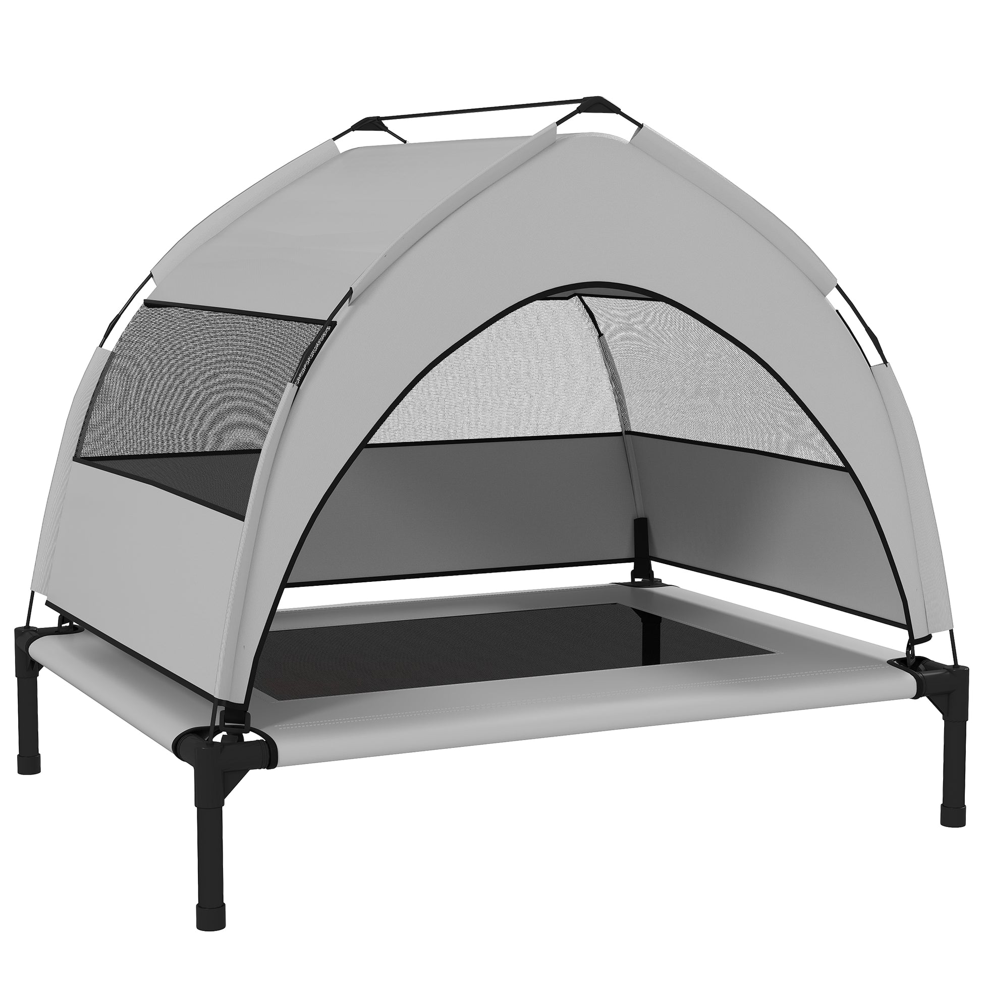 Photo of PawHut Portable Elevated Dog Bed with Removable Canopy, Cooling Raised Pet Cot for Small Medium Dogs, 76 x 61 x 70 cm in cm colour on a white background