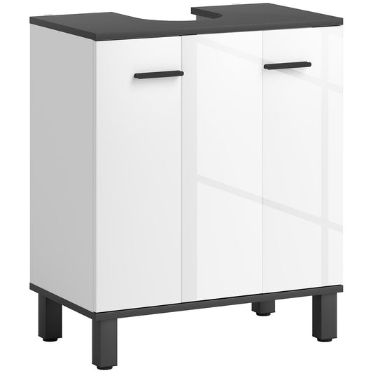 Photo of HOMCOM Modern Under-Sink Bathroom Cabinet - High Gloss White in White colour on a white background