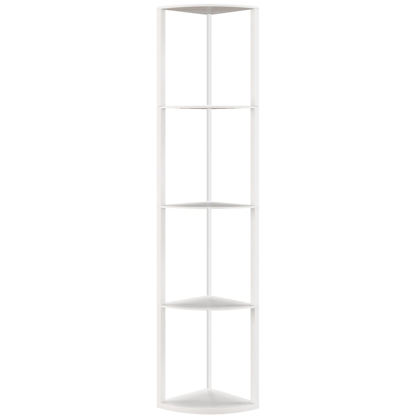 Photo of HOMCOM RGB LED Floor Lamp with Shelves, 5-Tier Dimmable Standing Lamp with Adjustable Brightness and Remote Control, Modern Corner Display Shelf Unit for Living Room Bedroom Office, White in White colour on a white background