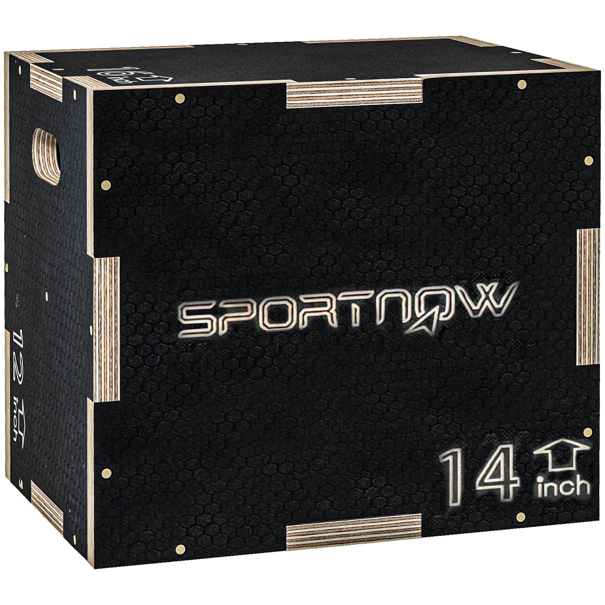 Photo of SPORTNOW Multi-Faceted Jump Box, Wooden Step Up Box, for Home, Gym, Exercise, Black in Black colour on a white background