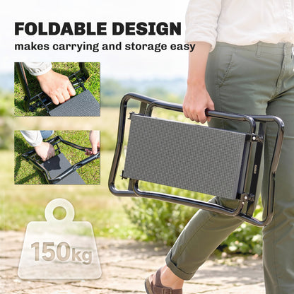 Outsunny folding garden kneeler with padded seat and steel frame, carried by its handle