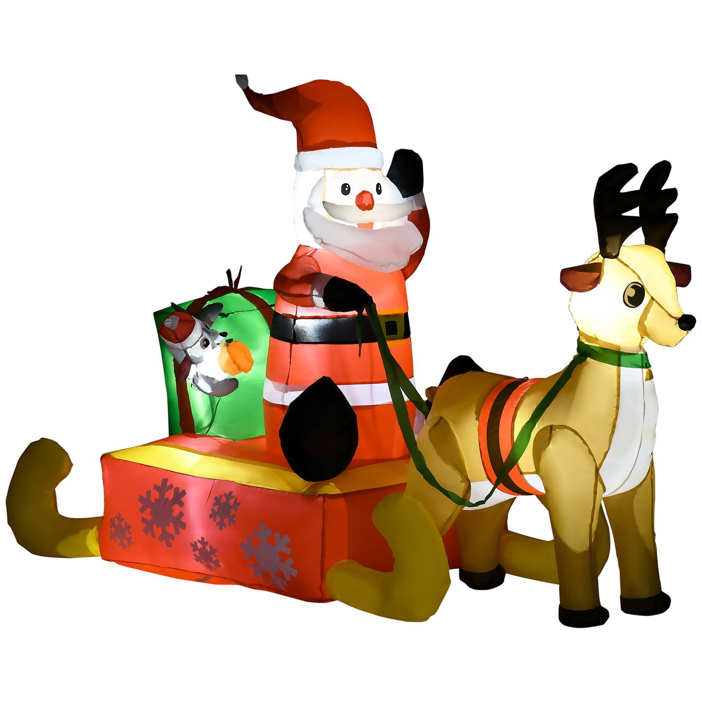 Photo of HOMCOM 4ft Christmas Inflatable Santa Claus Sledge Sleigh Reindeer Blow Up Decoration Xmas Décor for Garden in Garden colour on a white background