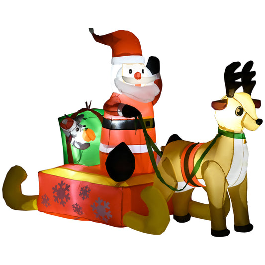 Photo of HOMCOM 4ft Christmas Inflatable Santa Claus Sledge Sleigh Reindeer Blow Up Decoration Xmas Décor for Garden in Garden colour on a white background