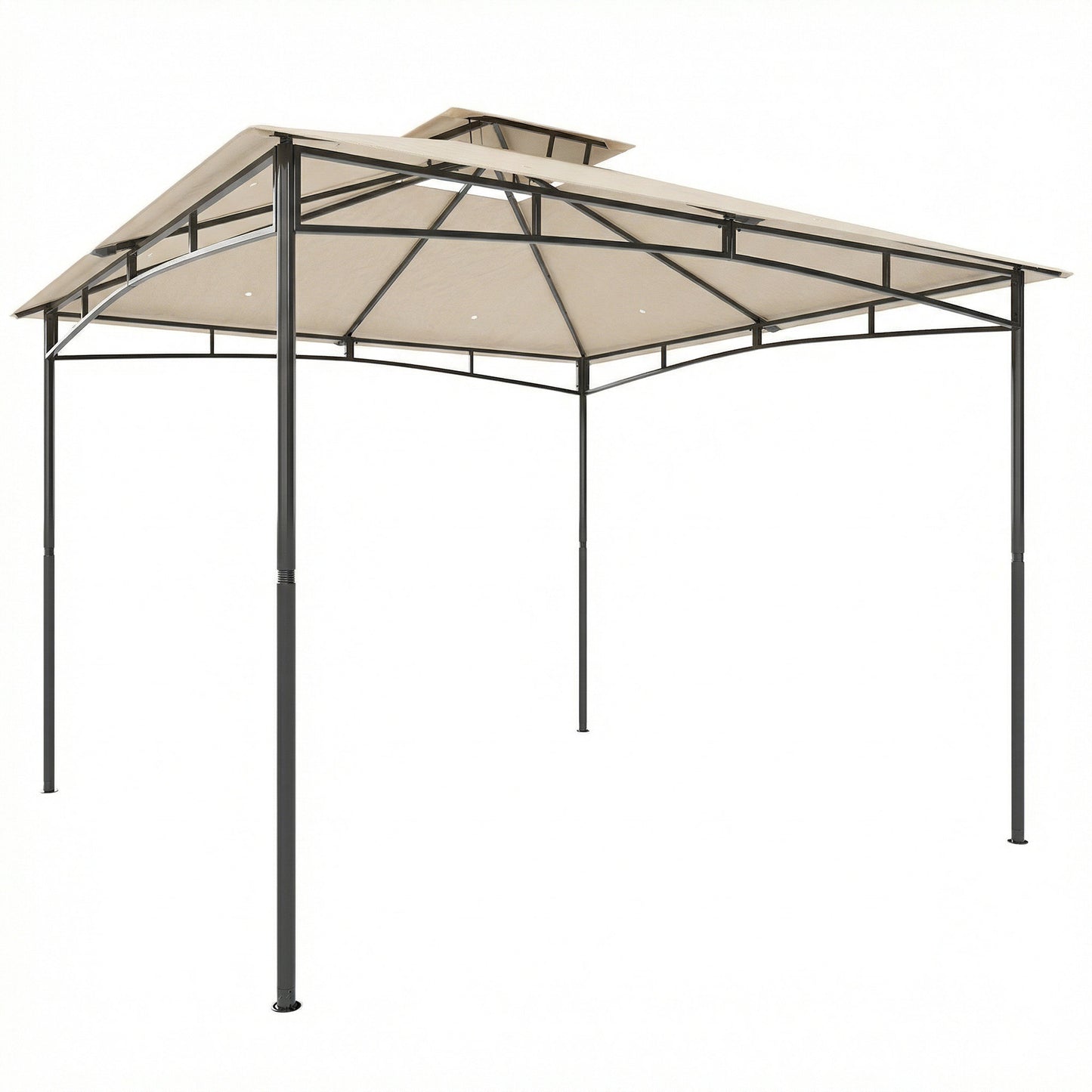 Photo of Outsunny 3 x 3 m Gazebo, Garden Gazebo with 2-Tier Roof, Metal Frame, Khaki in Khaki colour on a white background
