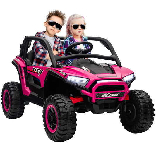 Photo of AIYAPLAY 2 Seater 24V 7AH Ride on Truck, Battery Powered Electric Ride On Car w/ Remote, Suspension, 3 Speeds, Pink in Pink colour on a white background