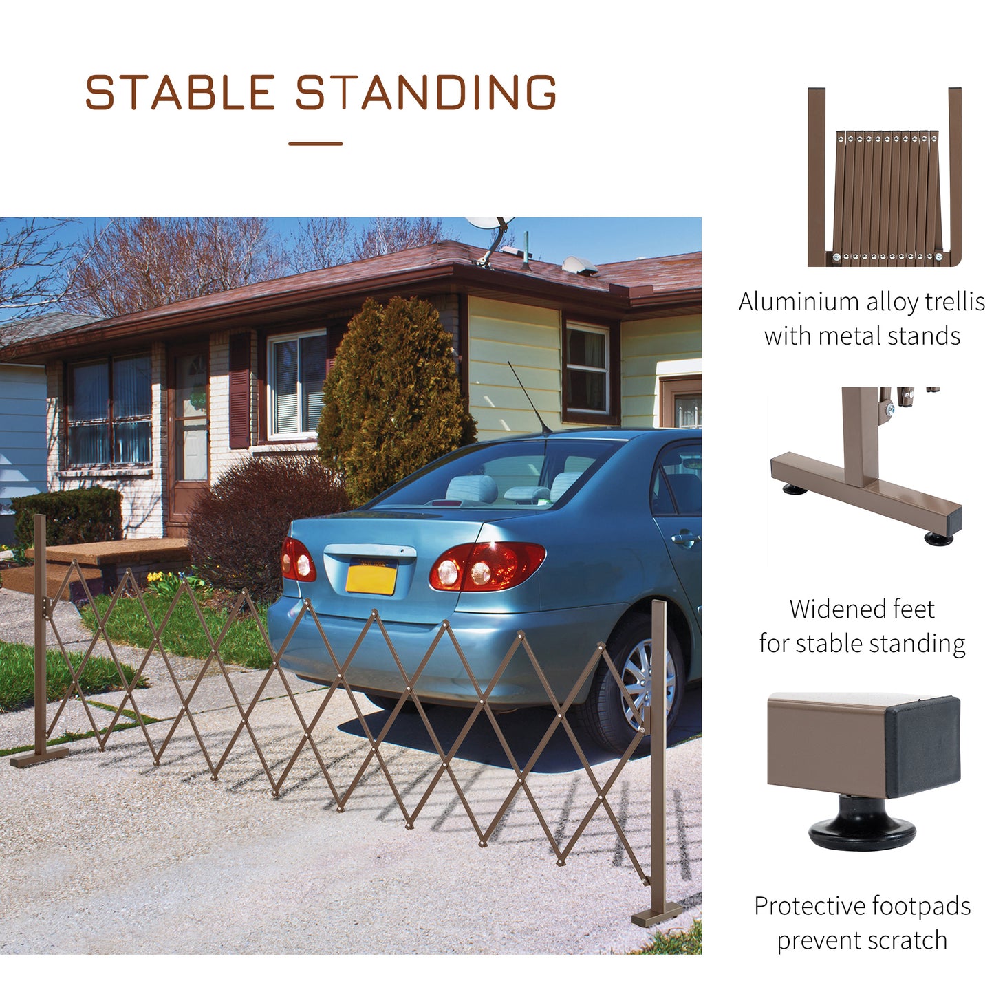Outsunny Expanding Trellis Fence, Freestanding Movable Fence, Foldable Garden Screen Panel, 300 x 103.5 cm, Dark Brown