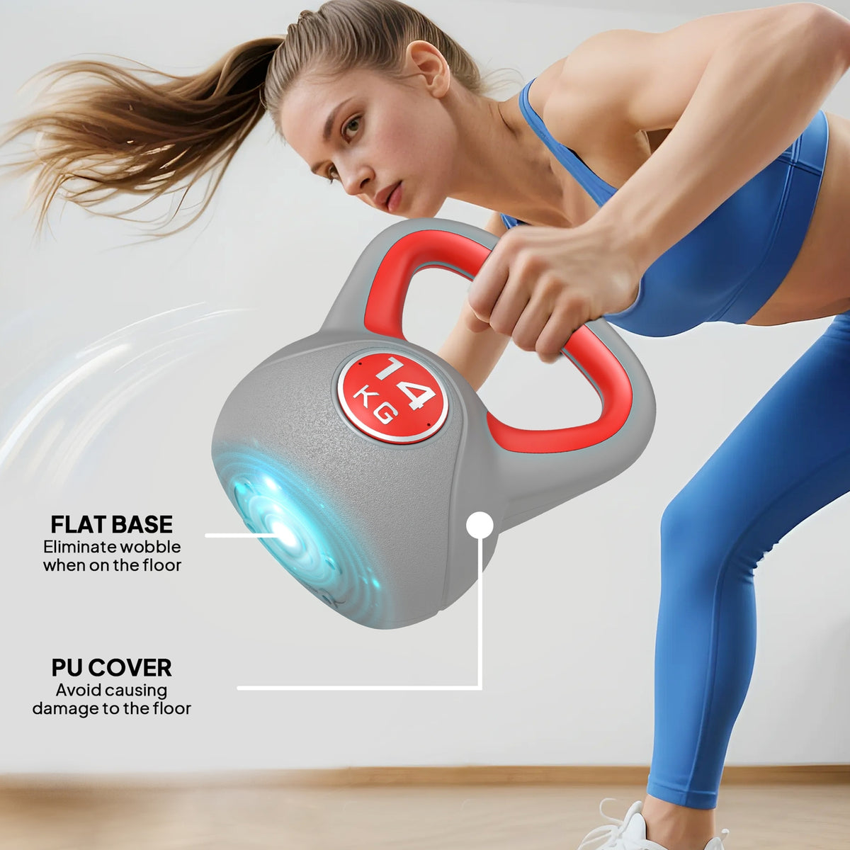 SPORTNOW 14 kg kettlebell with flat base and protective cover