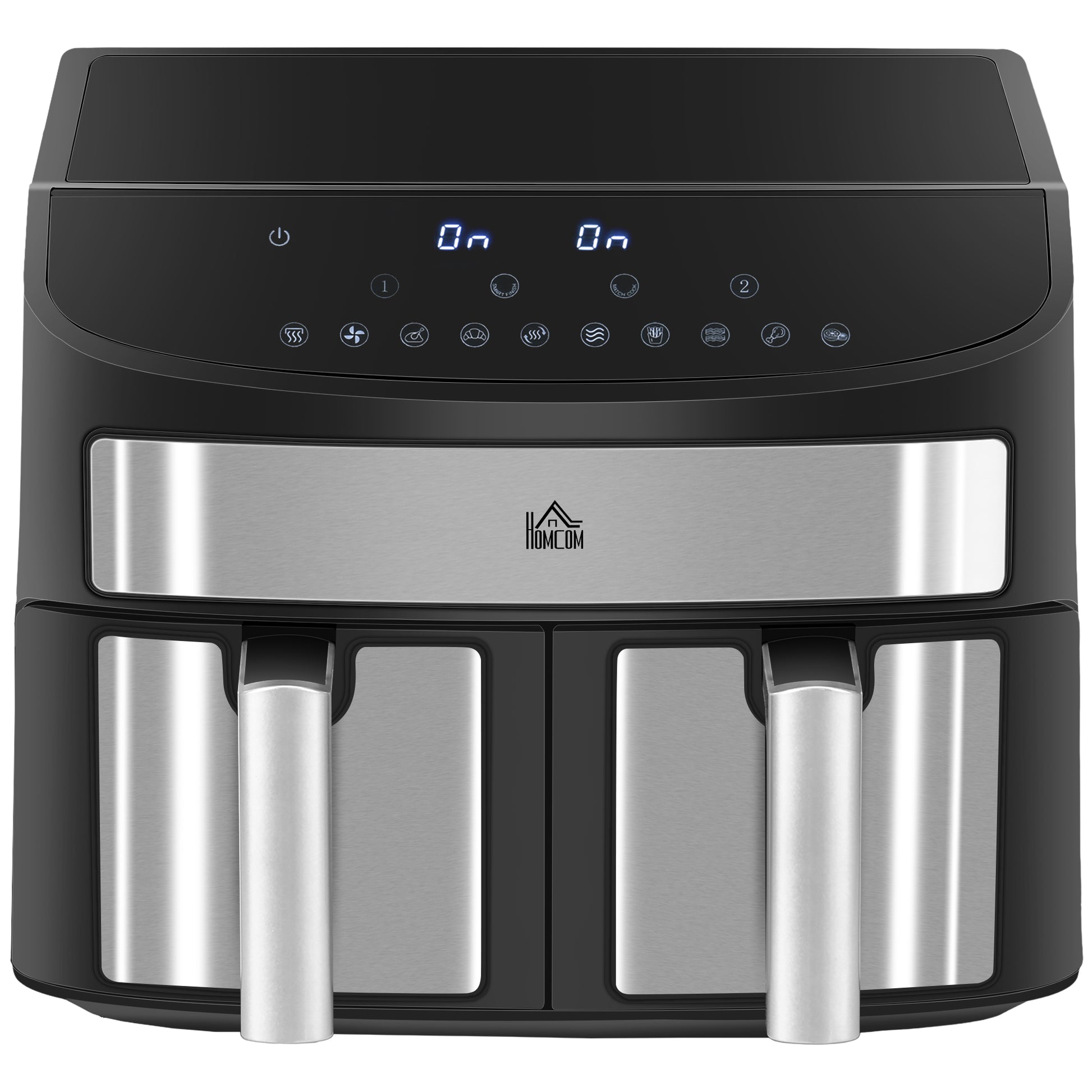 Photo of HOMCOM Dual Zone Air Fryer, 10-in-1 8L with Sync Cook & Sync Finish, 60-Minute Timer for Oil Free & Low Fat Cooking, 2400W in 2400W colour on a white background