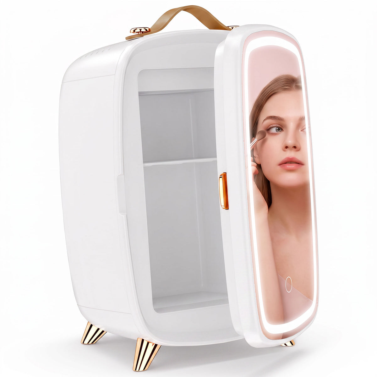 Photo of HOMCOM Skincare Refrigerator, 6L Mini Cosmetic Fridge with LED Mirror, Cooling Function for Bedroom, Skincare, Office, White in White colour on a white background