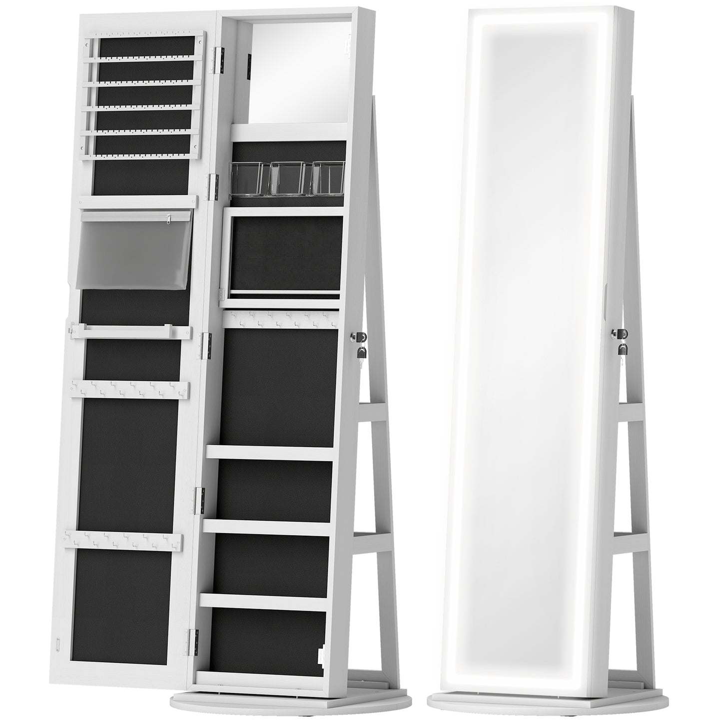 Photo of HOMCOM Storage Jewellery Cabinet, with Mirror and Lights - White in White colour on a white background