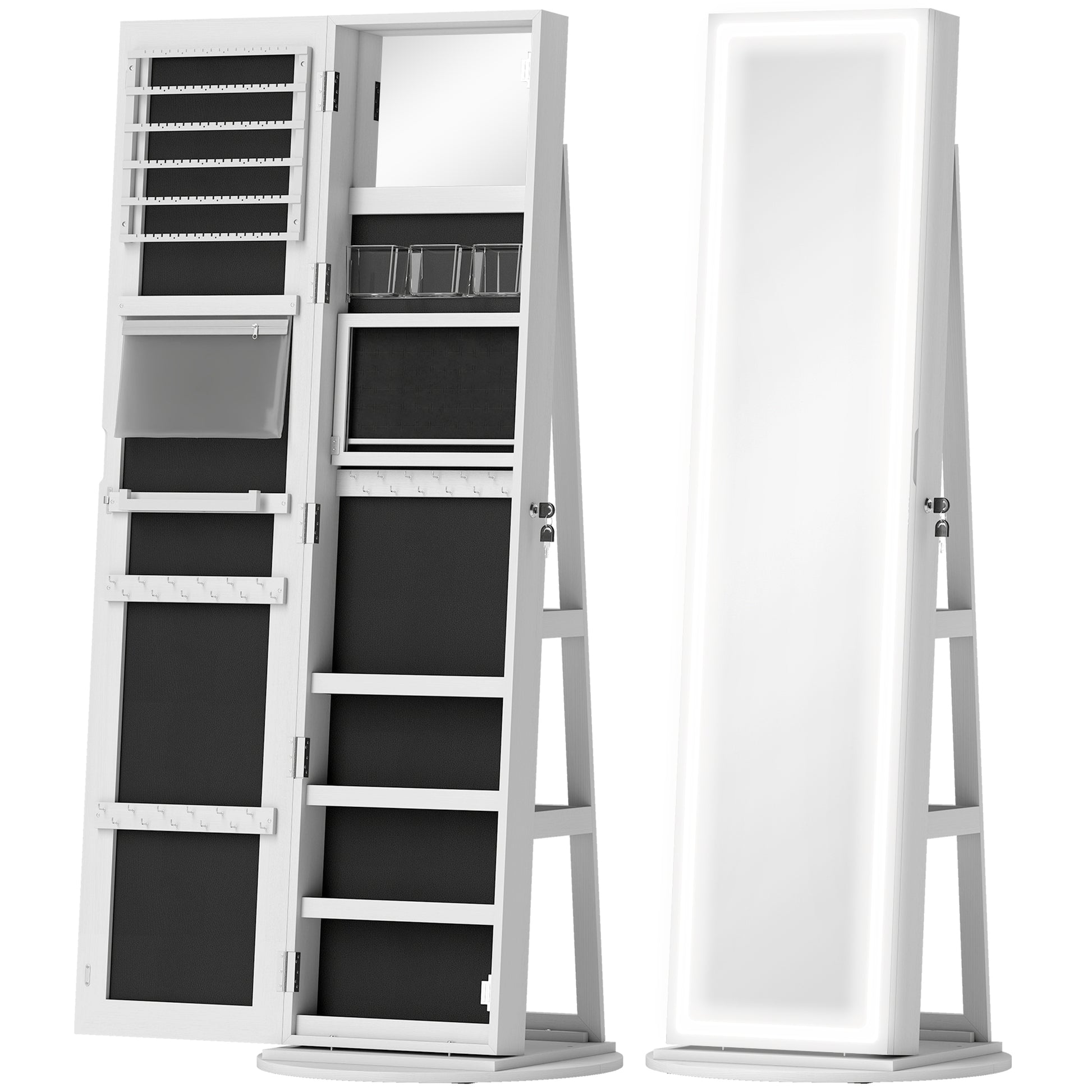 Photo of HOMCOM Storage Jewellery Cabinet, with Mirror and Lights - White in White colour on a white background