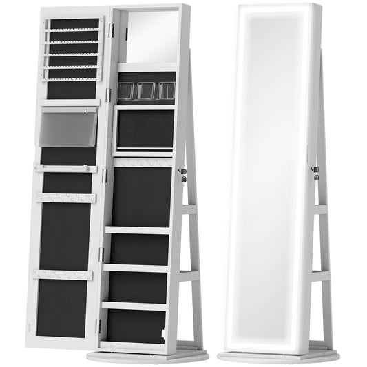 Photo of HOMCOM Storage Jewellery Cabinet, with Mirror and Lights - White in White colour on a white background