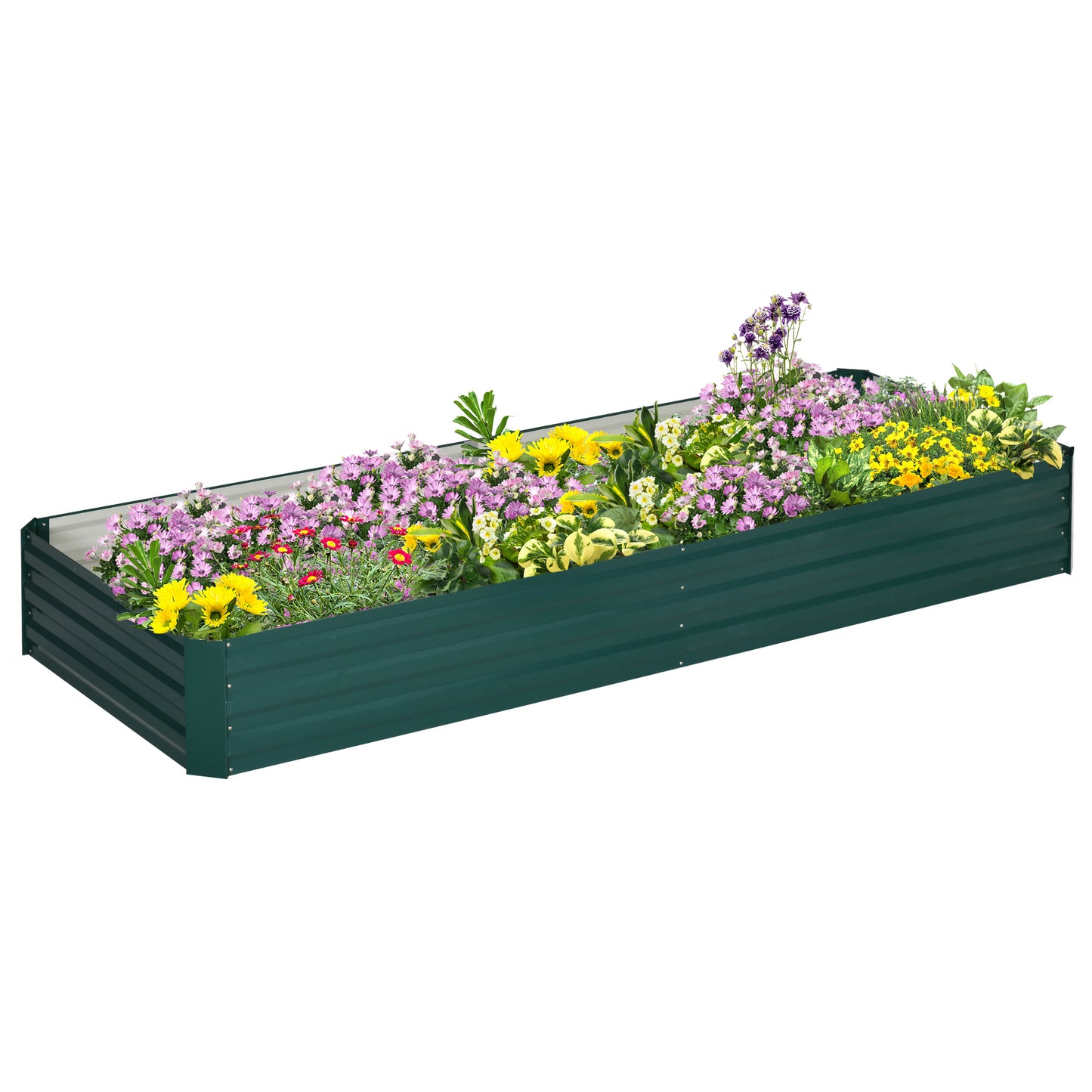 Photo of Outsunny Metal Raised Garden Bed Planter Box Outdoor Planters for Growing Flowers, Herbs, Green, 241x90.5x30cm in 241x90.5x30cm colour on a white background