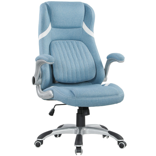 Photo of Vinsetto Linen-Look Office Chair, with Adjustable Height and Tension - Blue in Blue colour on a white background