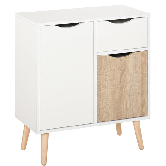 Photo of HOMCOM Sideboard Floor Cabinet Storage Cupboard with Drawer and Solid Wood Legs for Bedroom, Living Room, Entryway, Brown in Brown colour on a white background