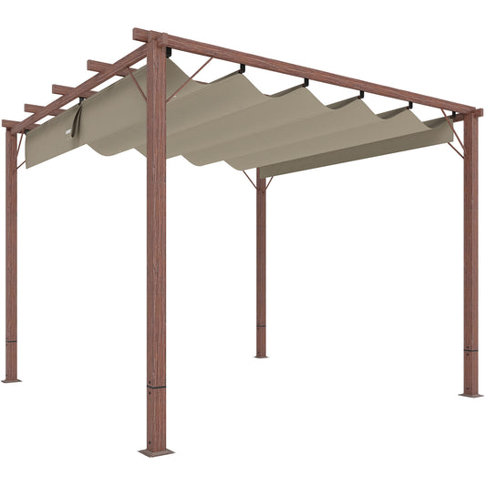 Photo of Outsunny 3 x 3 m Retractable Roof Pergola - Natural Wood Finish in Finish colour on a white background