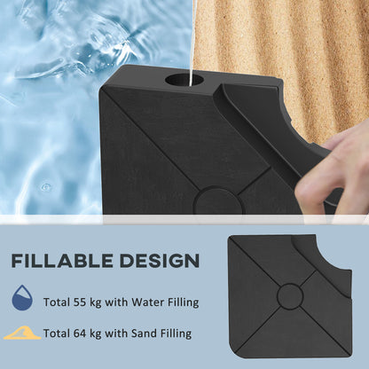 Outsunny black fillable umbrella weight plate with water and sand filling options