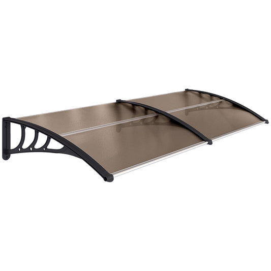 Photo of Outsunny Front Door Canopy, Waterproof Outdoor Awning, 75 x 195 cm Rain Shelter for Window, Porch and Front/Back Door, Brown in Brown colour on a white background