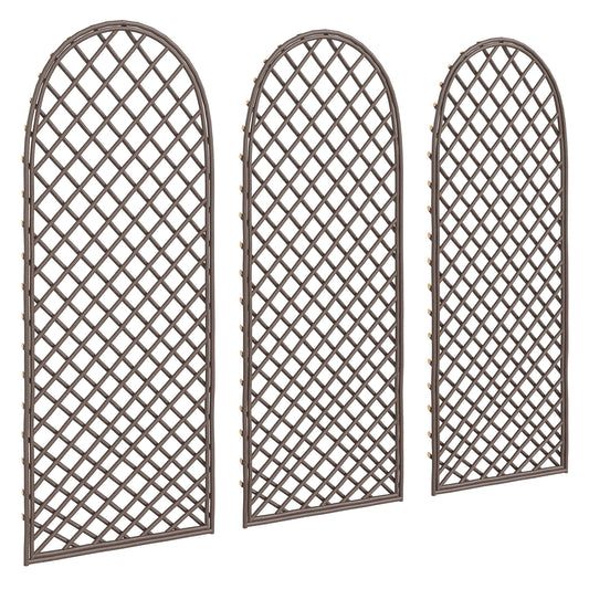 Photo of Outsunny Garden Trellis, Decorative Trellis Panels for Climbing Outdoor Plants, Vegetables, Vines, Flowers, Natural Wood Finish in Finish colour on a white background
