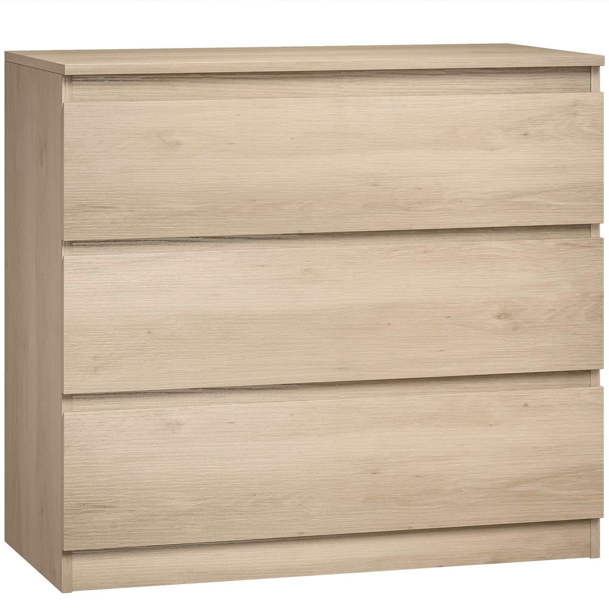 Photo of HOMCOM 3-Drawer Storage Organiser Unit, Chest of Drawers for Bedroom, Living Room, 80 x 39 x 73cm, Oak in Oak colour on a white background