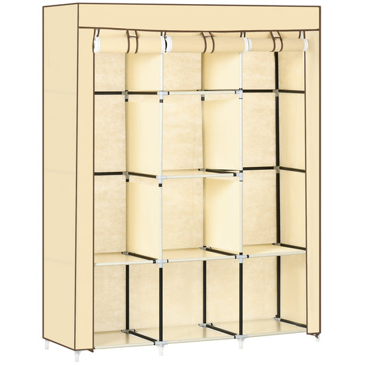 Photo of HOMCOM Fabric Wardrobe, with Rails and Shelves - Beige in Beige colour on a white background