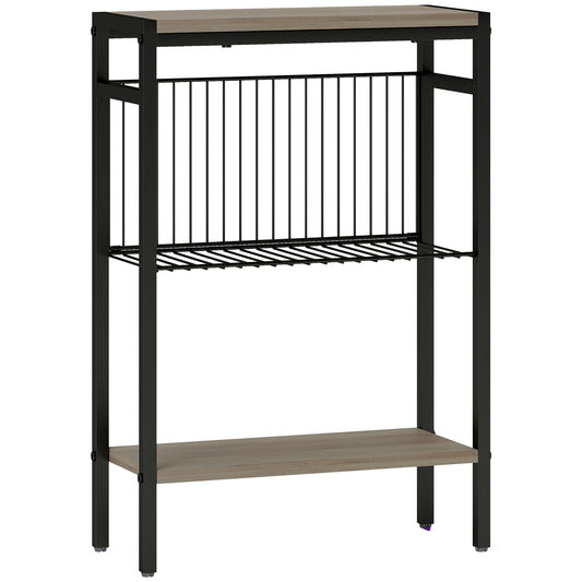 Photo of HOMCOM Three Shelf Industrial Side Table, Grey in Grey colour on a white background