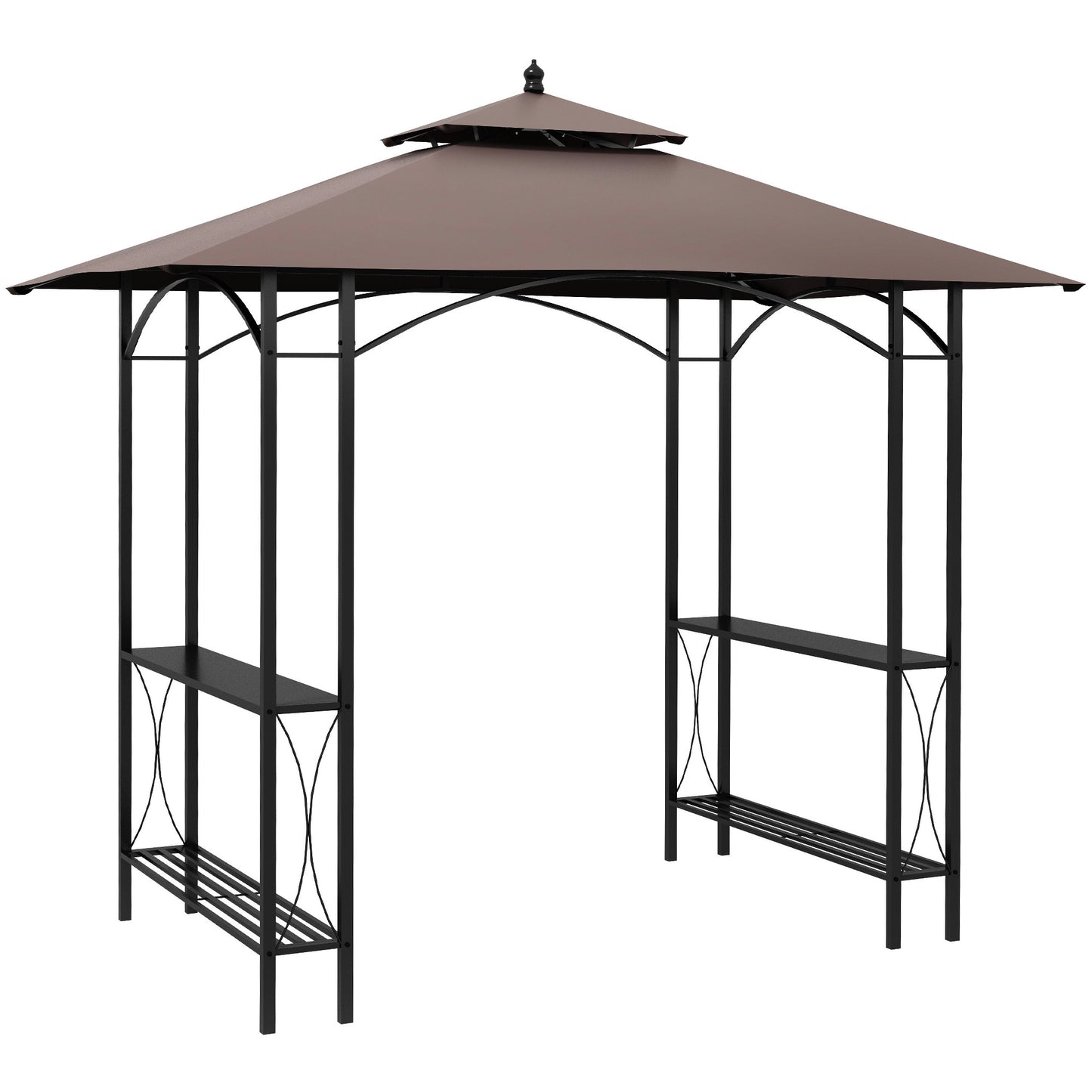 Photo of Outsunny 2.5 x 1.5m BBQ Tent Canopy Patio Outdoor Awning Gazebo Party Sun Shelter - Coffee in Coffee colour on a white background