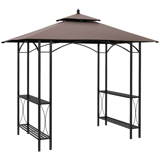 Photo of Outsunny 2.5 x 1.5m BBQ Tent Canopy Patio Outdoor Awning Gazebo Party Sun Shelter - Coffee in Coffee colour on a white background