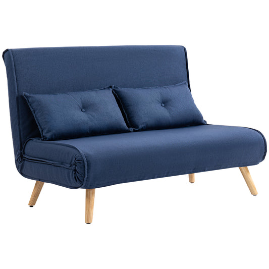 Photo of HOMCOM Two-Seater Linen-Look Sofa Bed - Dark Blue in Blue colour on a white background
