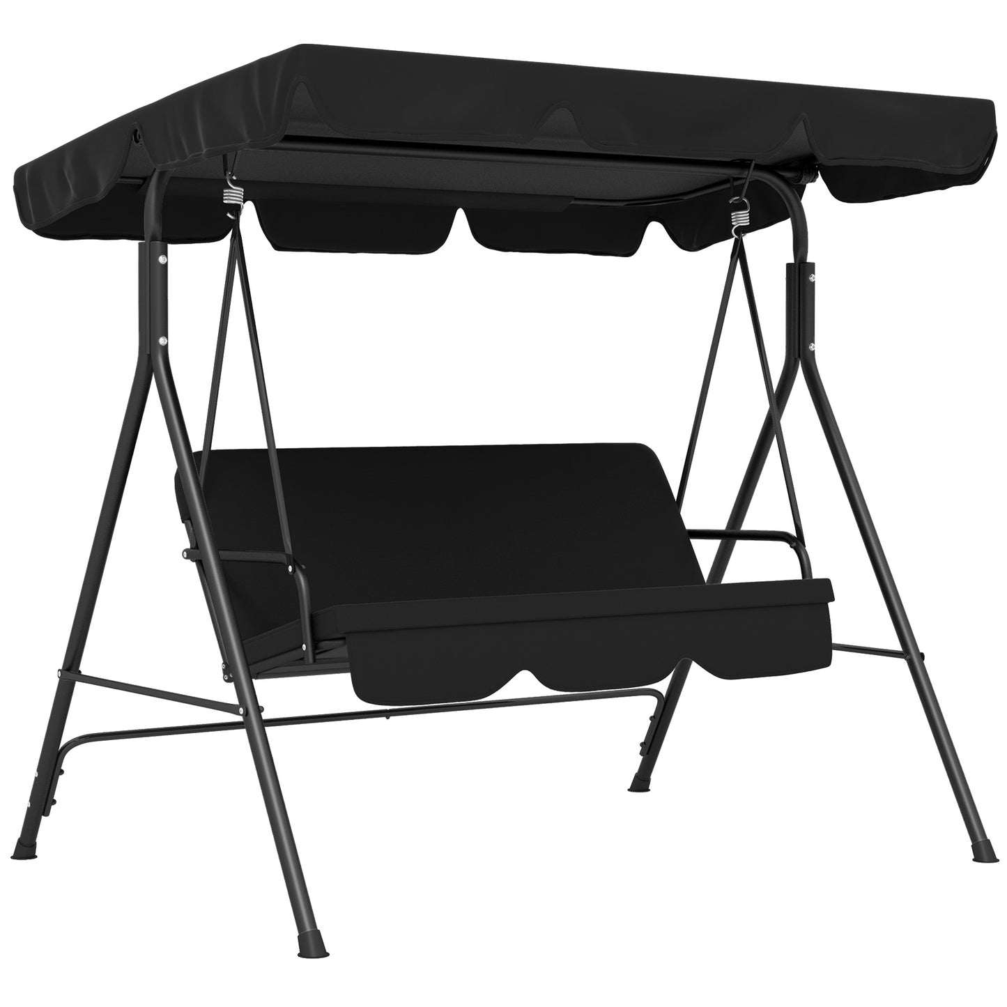 Photo of Outsunny Three-Seater Garden Swing Chair, with Adjustable Canopy - Black in Black colour on a white background