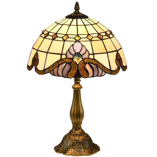 Photo of HOMCOM Tiffany Stained Glass Table Lamp, Handmade Antique Bedside Lamp, Decorative Night Light for Bedroom, Living room, Home, Nightstand in Nightstand colour on a white background