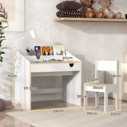 AIYAPLAY children's desk and chair set with measurements for the desk and chair