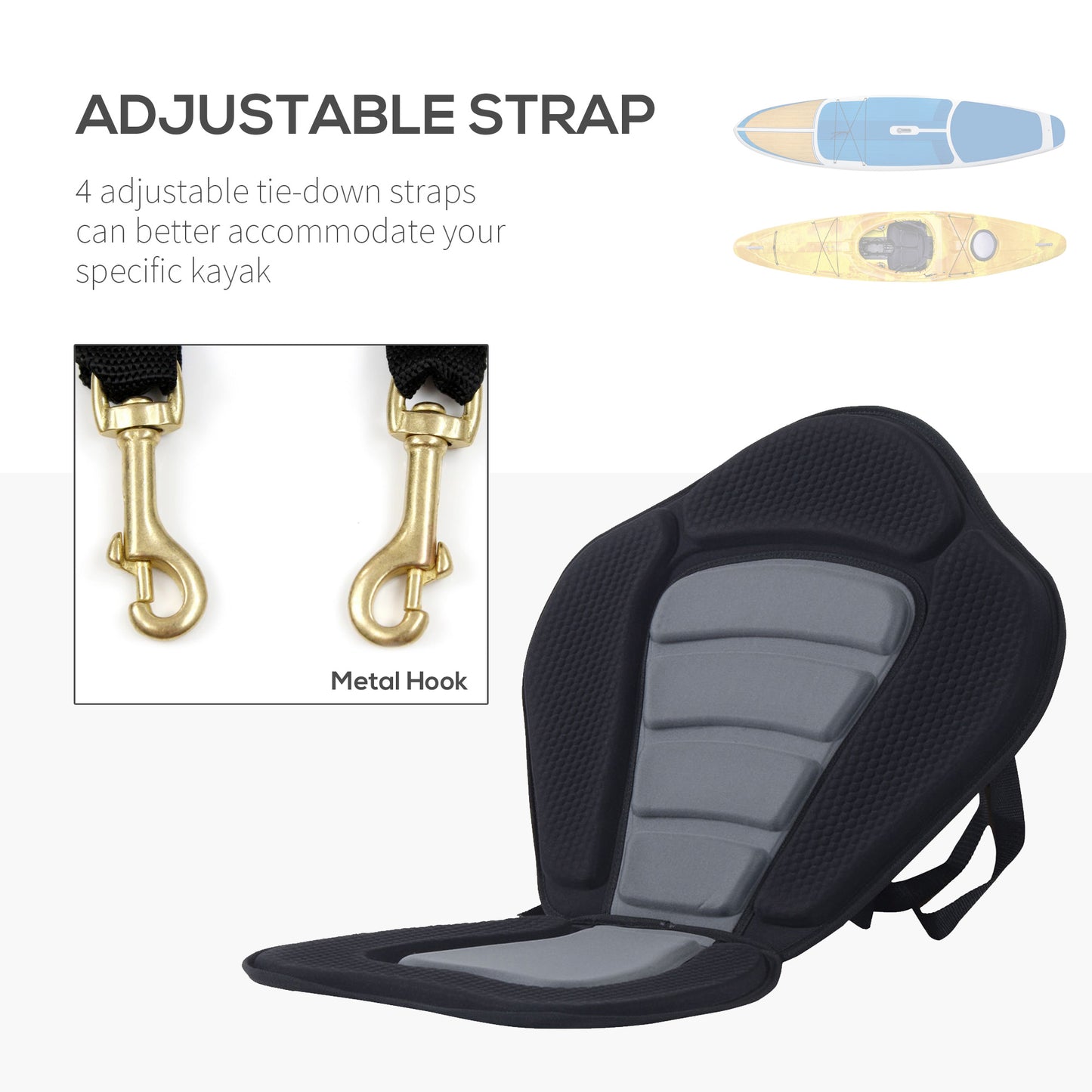 HOMCOM Paddle Board Seat, Detachable Kayak Seat with Padded High Backrest, Sit On Top Design, for Canoe Rafting Sports