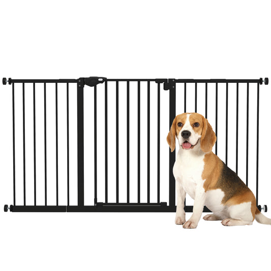 Photo of PawHut Adjustable Safety Gate w/ Three Extensions, Four Adjustable Screws, Black in Black colour on a white background