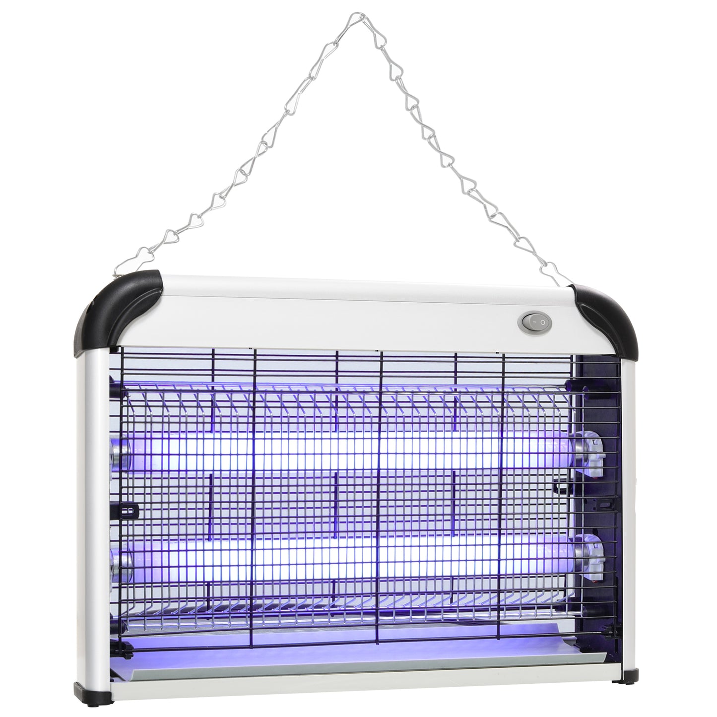 Photo of Outsunny Electric Fly Zapper, 20W Electric Fly Killer, Wall Hanging Bug Zapper Indoor & Outdoor Attracting Insect Mosquito Killer, Silver Tone in Tone colour on a white background